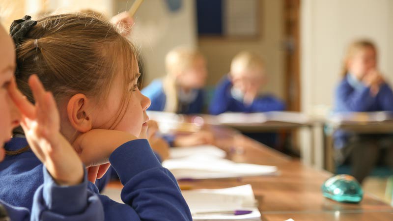 Child listening in class.
