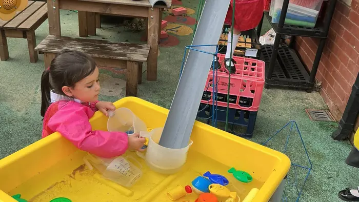 Children playing with water.