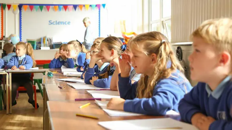 Children listening and learning in class.