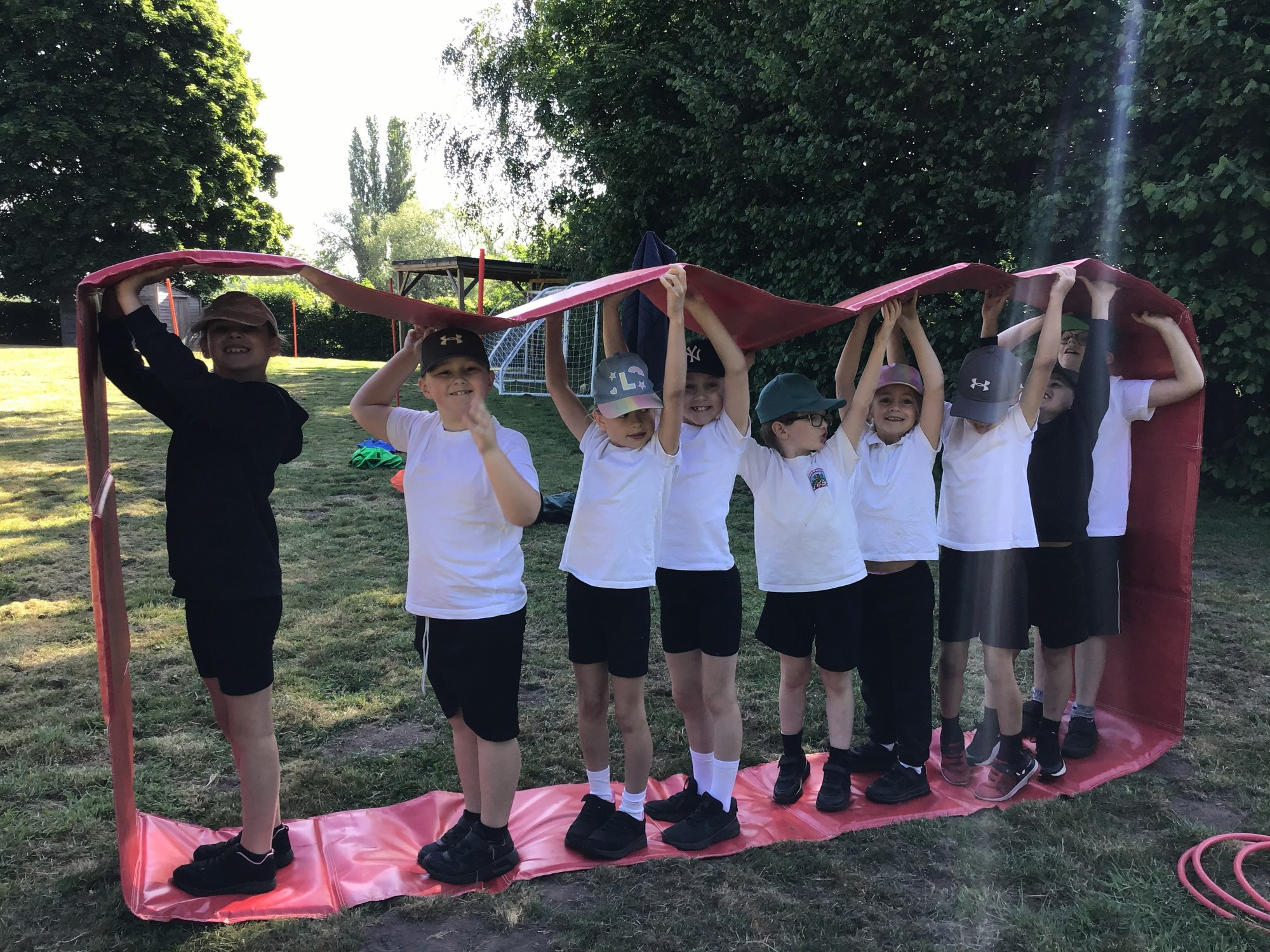 Group of children working as a team.