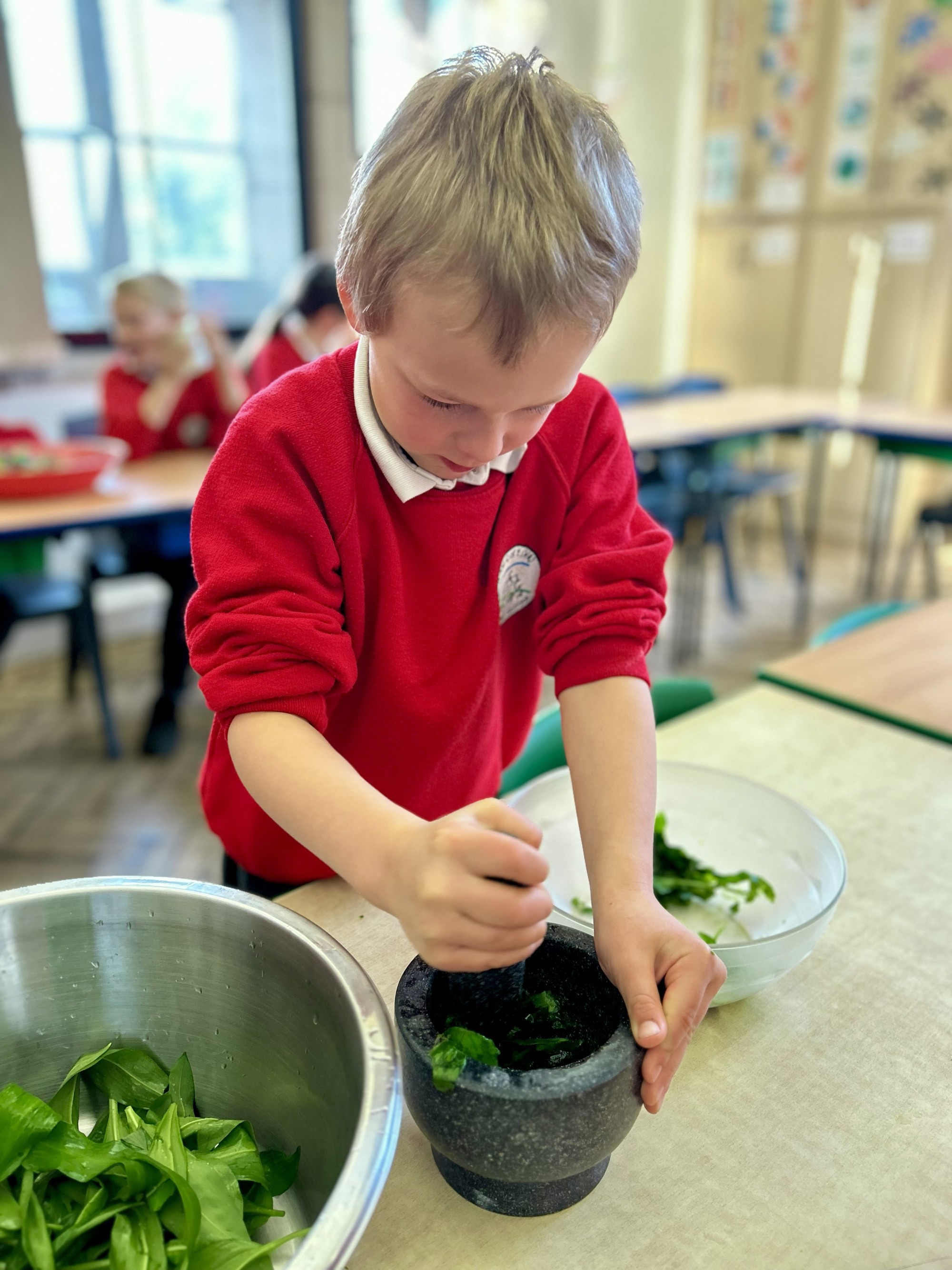 A child preparing food.