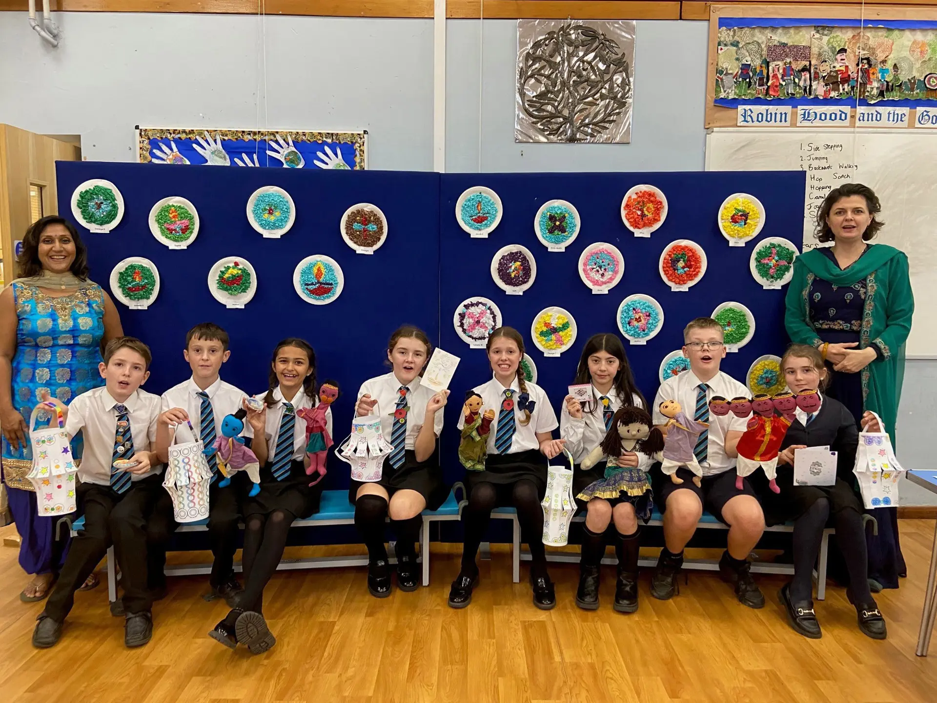 Children celebrating Rangoli art