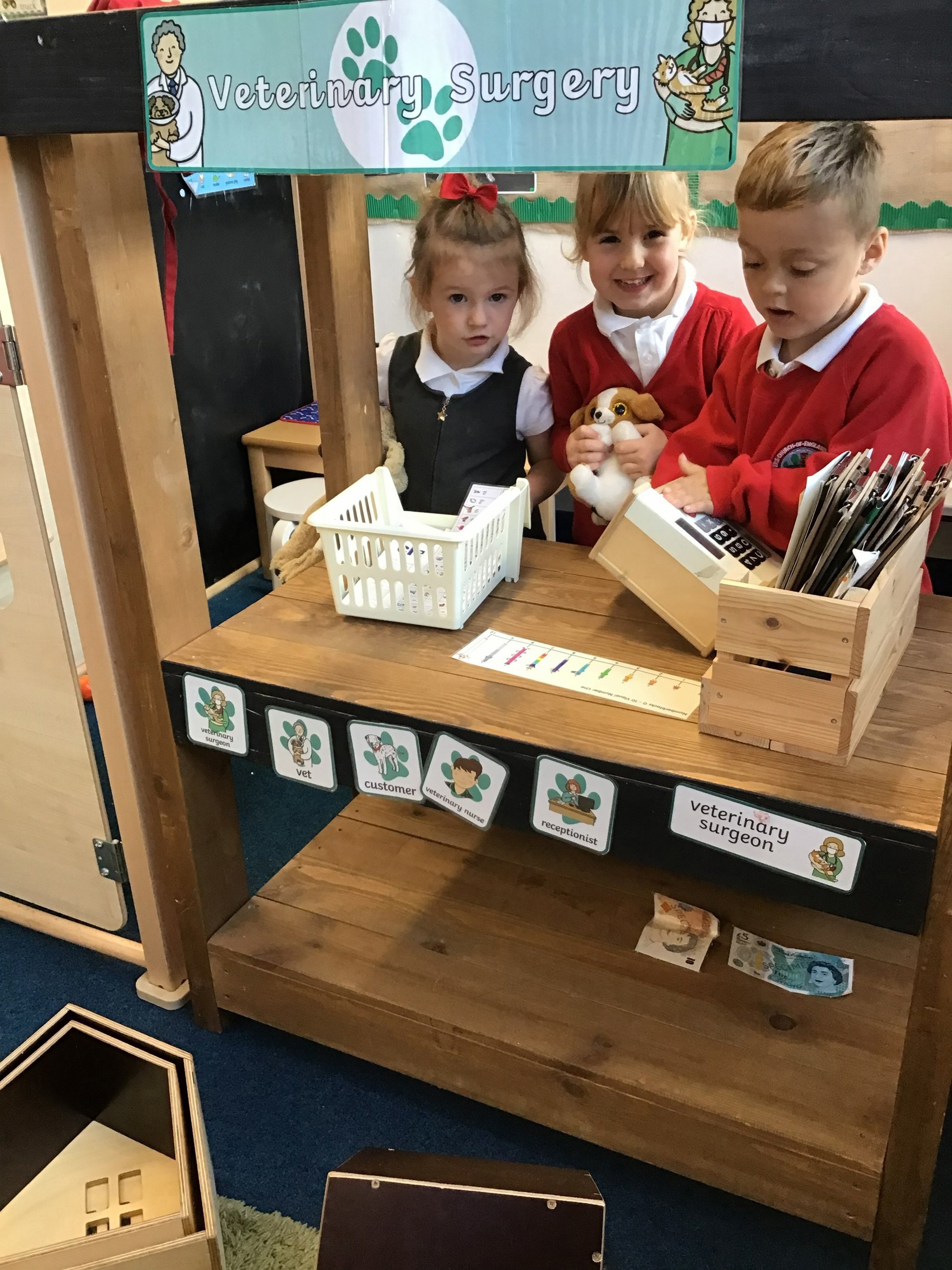 Children role playing as vets.