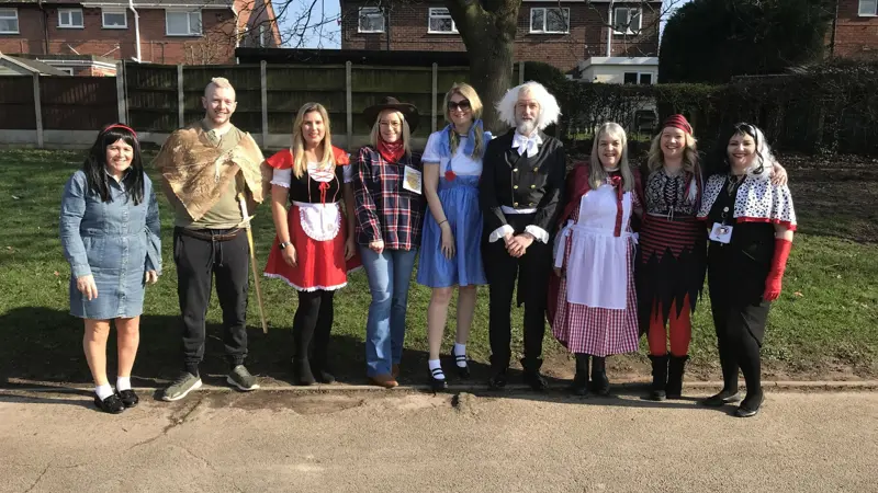 The staff team dressed in character for World Book Day